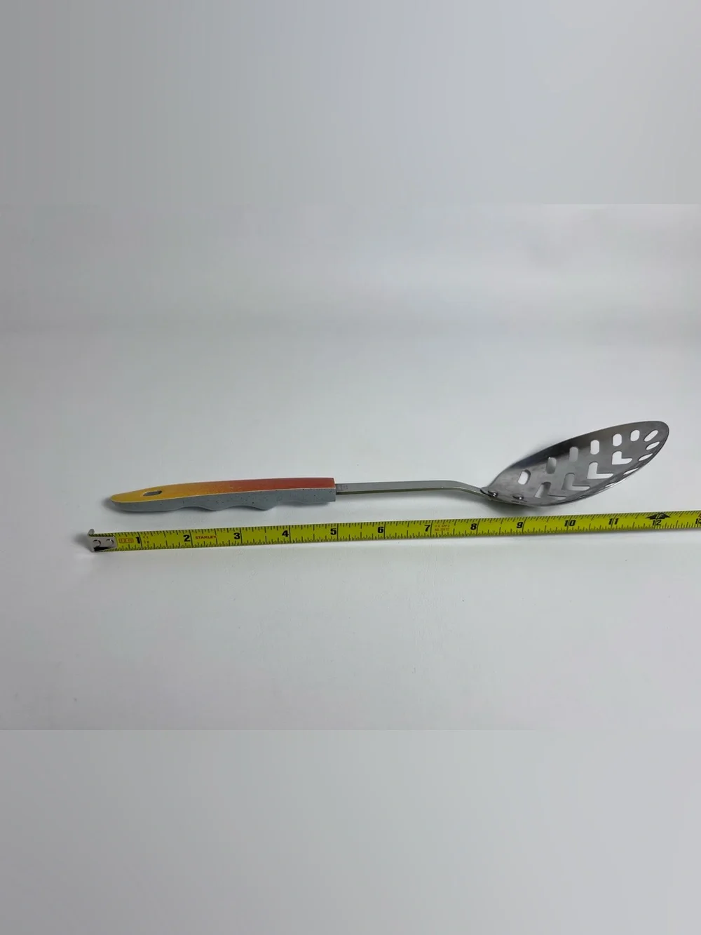 VTG Heart Slotted Utensil Serving Spoon Handle Orange Blue Stainless Japan 60’s